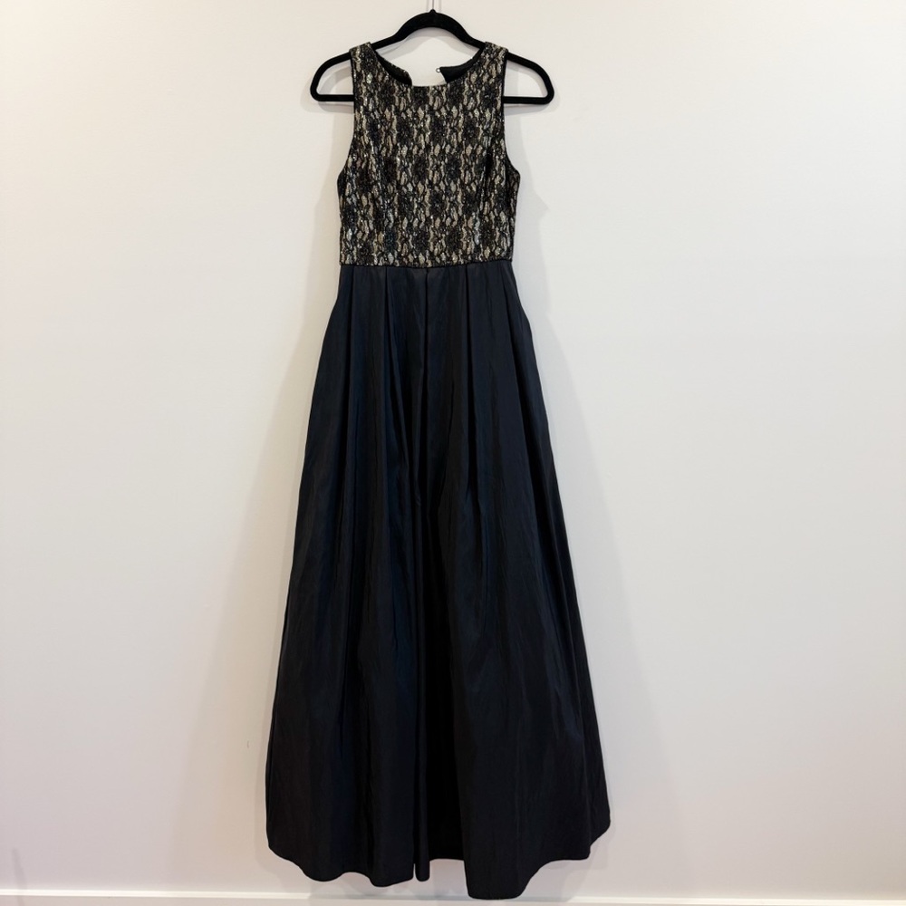 Eliza J - Black & Gold Lace Prom/Evening Gown sz 4
